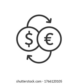 Money exchange icon. Exchange of euro to dollar. Vector Illustration.
