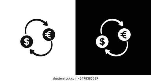 Conjunto de símbolos de línea plana de icono de cambio de dinero.