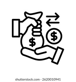 Money Exchange Icon Line Vector Illustration