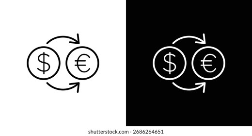 Money exchange icon logo vector designs. icon set in a black and white strokes