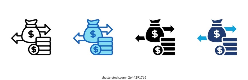 Money Exchange icon Multi Style Vector Illustration