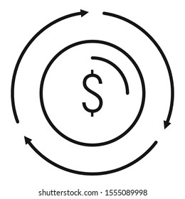 Money exchange icon. Outline money exchange vector icon for web design isolated on white background