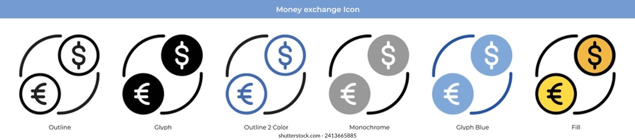 Money exchange Icon Set Vector