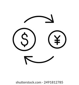 Money exchange icon in thin line style Vector illustration graphic design 