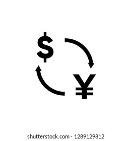 Money exchange icon vector. Dollar exchange to yuan symbol