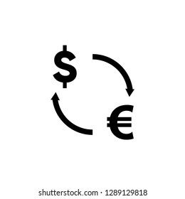 Money exchange icon vector. Dollar exchange to euro symbol