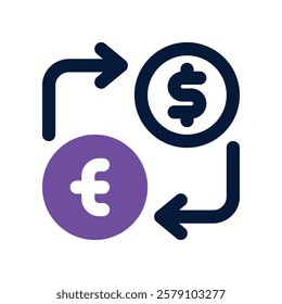 money exchange icon. vector dual tone icon for your website, mobile, presentation, and logo design.