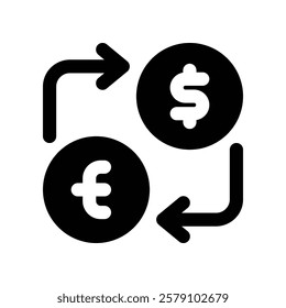 money exchange icon. vector glyph icon for your website, mobile, presentation, and logo design.