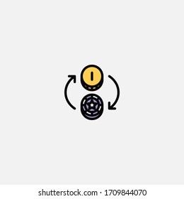 signo de ilustrador vectorial del icono de intercambio de dinero