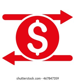 Money Exchange icon. Vector style is flat iconic symbol with rounded angles, red color, white background.