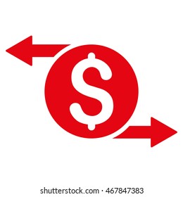 Money Exchange icon. Vector style is flat iconic symbol with rounded angles, red color, white background.
