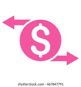 Money Exchange icon. Vector style is flat iconic symbol with rounded angles, pink color, white background.