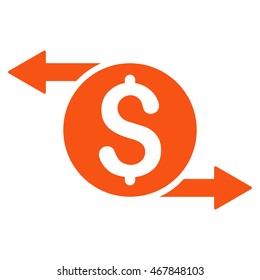 Money Exchange icon. Vector style is flat iconic symbol with rounded angles, orange color, white background.