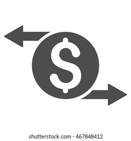 Money Exchange icon. Vector style is flat iconic symbol with rounded angles, gray color, white background.