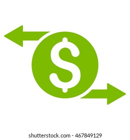 Money Exchange icon. Vector style is flat iconic symbol with rounded angles, eco green color, white background.