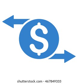 Money Exchange icon. Vector style is flat iconic symbol with rounded angles, cobalt color, white background.