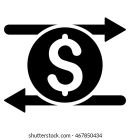 Money Exchange icon. Vector style is flat iconic symbol with rounded angles, black color, white background.