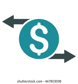 Money Exchange icon. Vector style is bicolor flat iconic symbol with rounded angles, soft blue colors, white background.