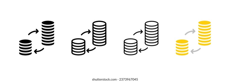 Money exchange icons. Different styles, money investment, money exchange, business icons. Vector icons