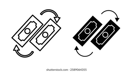 Money exchange icons thin line illustrations designs