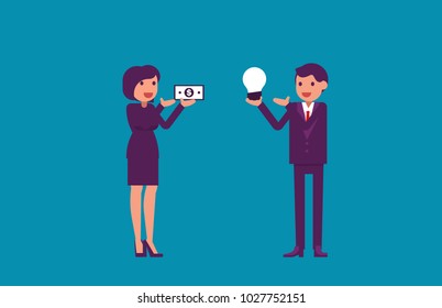 Money exchange ideas or buy. Vector illustration business concept. Flat design.