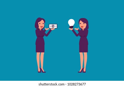 Money exchange ideas or buy. Vector illustration business concept. Flat design.