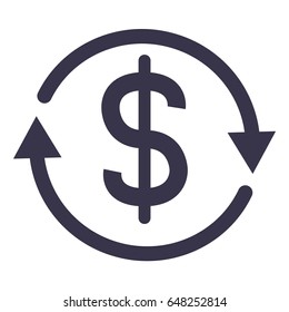 Money exchange isolated flat vector icon. E-commerce money revenue flat vector icon.