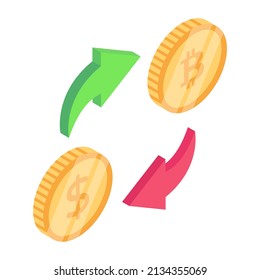 Money exchange an isometric icon is visually perfect 

