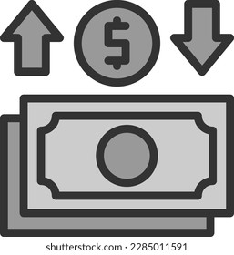 Money Exchange Line Filled Greyscale Vector Icon Design