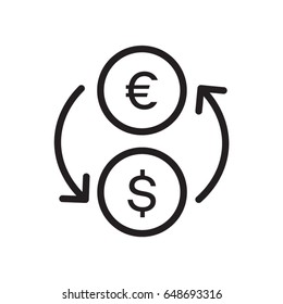Money Exchange line flat vector icon for mobile application, button and website design. Illustration isolated on white background. EPS 10 design, logo, app, infographic.