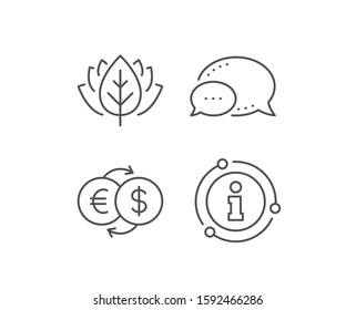 Money exchange line icon. Chat bubble, info sign elements. Banking currency sign. Euro and Dollar Cash transfer symbol. Linear money exchange outline icon. Information bubble. Vector