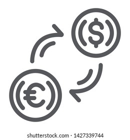 Money exchange line icon, finance and banking, currency transfer sign, vector graphics, a linear pattern on a white background, eps 10.