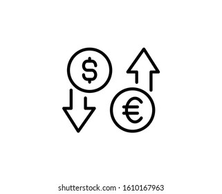 Money exchange line icon. Vector symbol in trendy flat style on white background. Web sing for design.