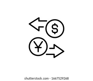 Money exchange line icon. Vector symbol in trendy flat style on white background. Web sing for design.