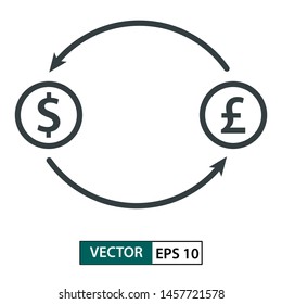 Money exchange. Line style. Isolated on white background. Vector Illustration EPS 10