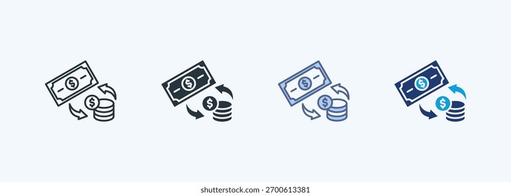 Colección de íconos de estilo múltiple de intercambio de dinero