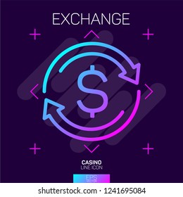 Money exchange neon icon