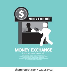 Money Exchange Service Counter Symbol Vector Illustration