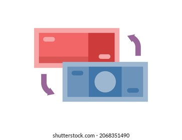 Cambio de dinero. Ilustración plana simple