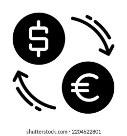Geld tauschen feste Symbole aus. Devisenbörse, Devisengeschäfte. Für Geschäfts- und Zahlungsauftritte. Vektorgrafik.