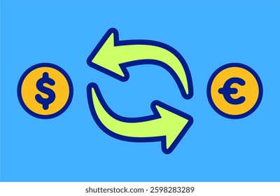 Money exchange symbol. Vector illustration included of icon sign concept for your website mobile app UI logo design. Euro dollar euro exchange icon, arrow sign vector style.