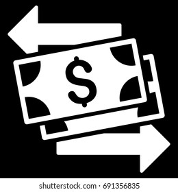 Money Exchange vector icon. Flat white symbol. Pictogram is isolated on a black background. Designed for web and software interfaces.