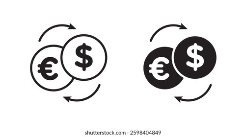 Money exchange vector icon set in black color.