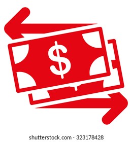 Money Exchange vector icon. Style is flat symbol, red color, rounded angles, white background.