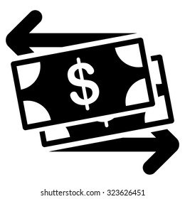 Money Exchange vector icon. Style is flat symbol, black color, rounded angles, white background.