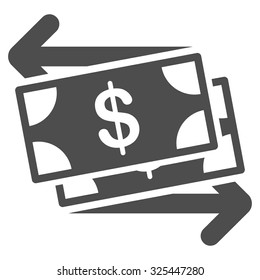 Money Exchange vector icon. Style is flat symbol, gray color, rounded angles, white background.