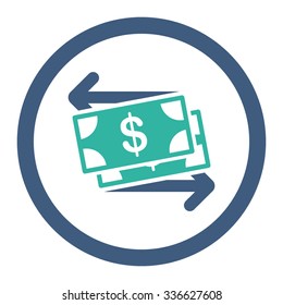 Money Exchange vector icon. Style is bicolor flat rounded symbol, cobalt and cyan colors, rounded angles, white background.
