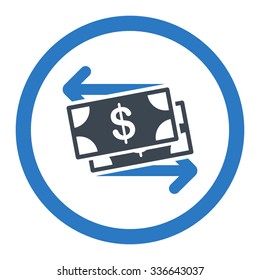 Money Exchange vector icon. Style is bicolor flat rounded symbol, smooth blue colors, rounded angles, white background.