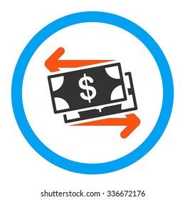Money Exchange vector icon. Style is flat rounded symbol, bright colors, rounded angles, white background.