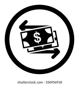Icono vectorial de Money Exchange. El estilo es un símbolo redondeado plano, color negro, ángulos redondeados, fondo blanco.